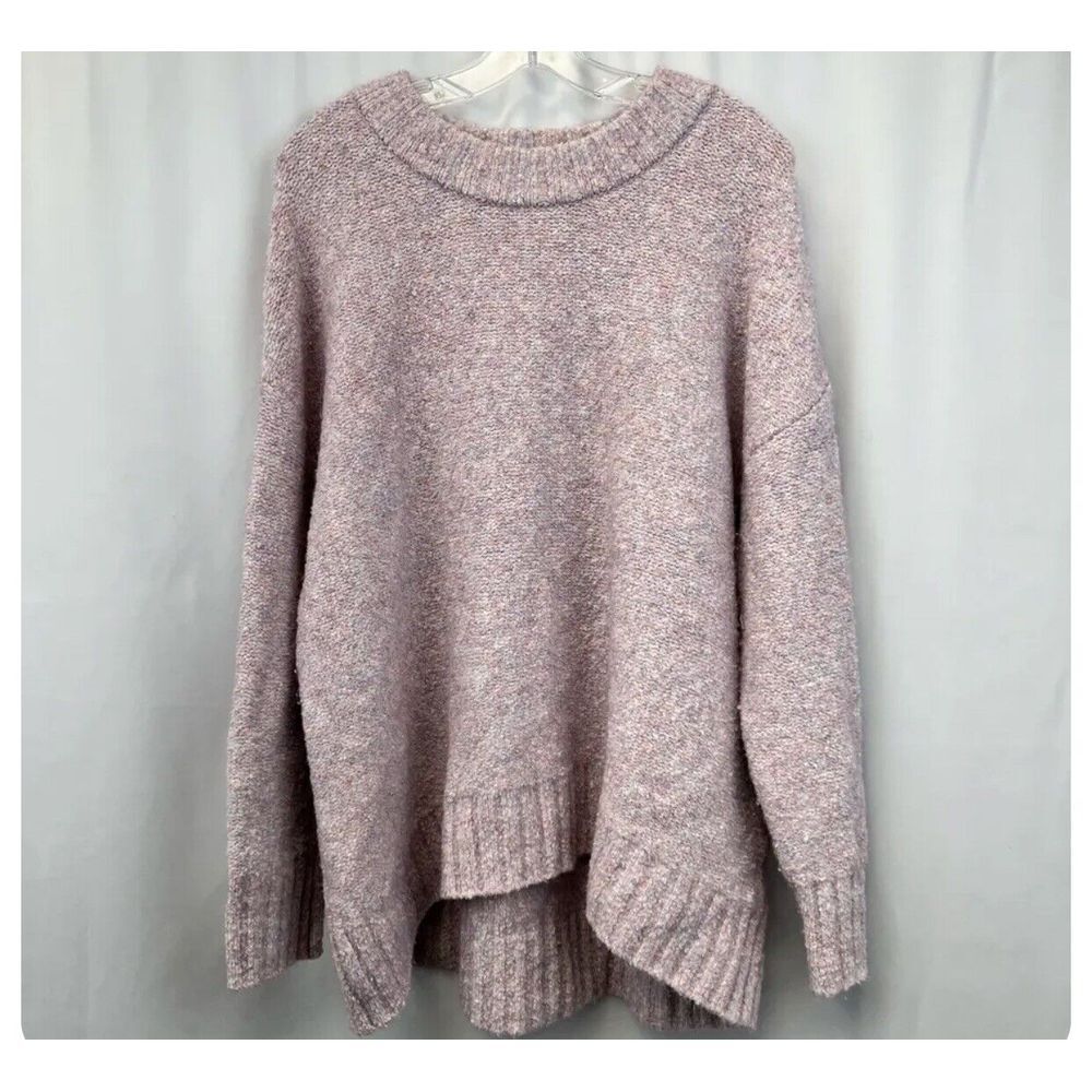 Old Navy Womens Small Pullover Sweater Multicolor Marled Ribbed‎ Hem Jewel Neck